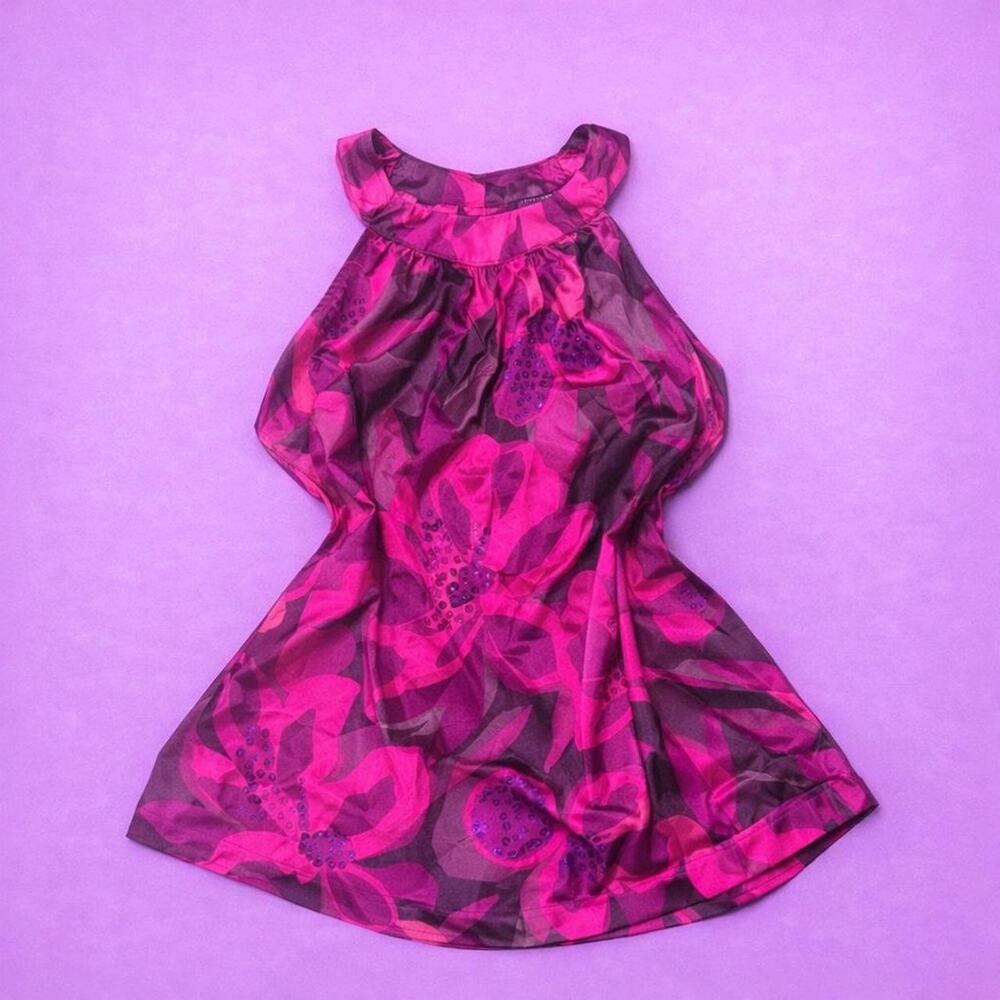 Pink black satin floral